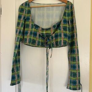 Guizio Plaid Two piece crop top